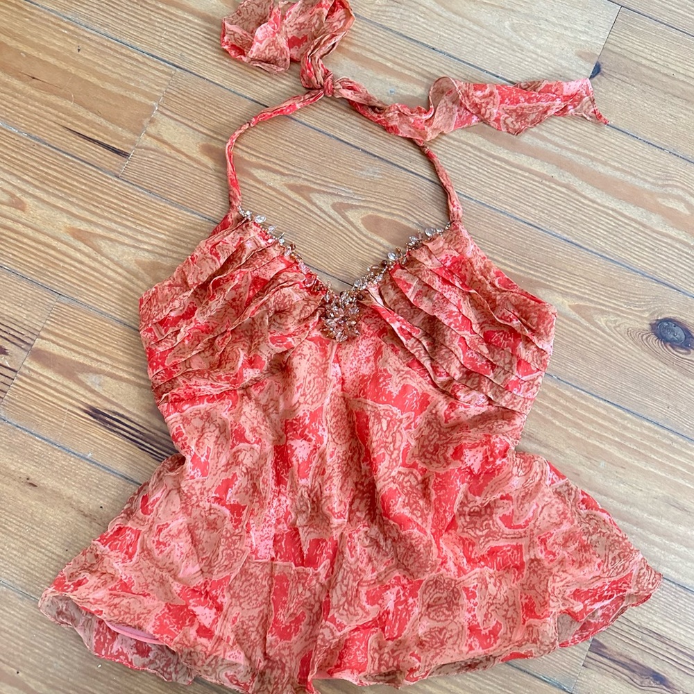 Y2K Silk Halter Top